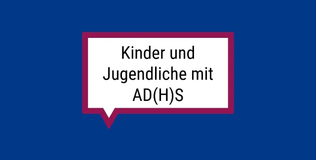 Rechteckige Sprechblase auf blauem Hintergrund, in der 