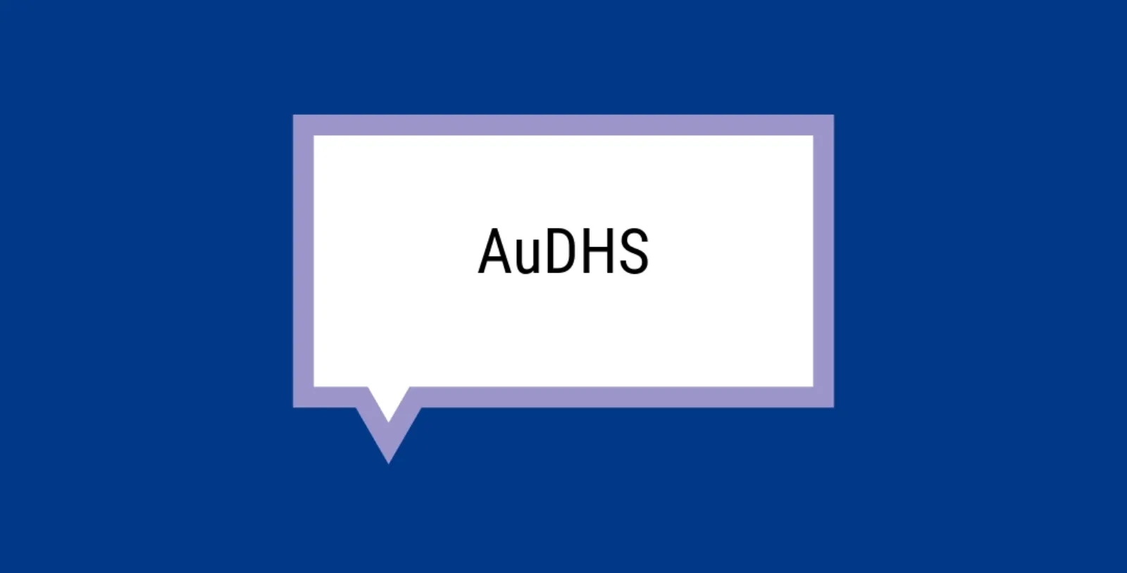 Sprechblase in der AuDHS steht (Thema der neuen Selbsthilfegruppe).